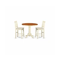 East West Furniture 3 Pcpub Table set - counter height Table and 2 counter height Chairs