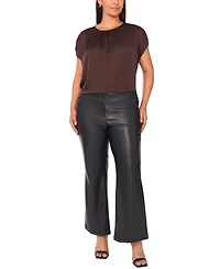 Vince Camuto Plus Size Crewneck Shirring Short Sleeve Blouse