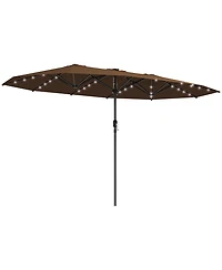 Outsunny Double-Sided Sun Umbrella, Garden Parasol with Light,