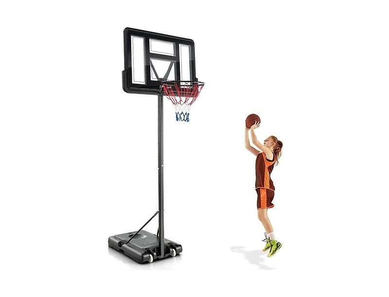 4.25 to 10 Feet Adjustable Basketball Hoop System with Holes and 2 Nets