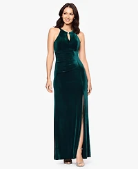 B&A by Betsy and Adam Petite Long Velvet Keyhole Dress
