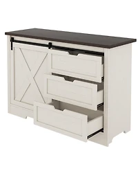 Casainc Storage Cabinet with Silent Sliding Doors and Three Drawers