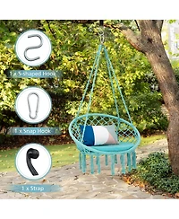 Gymax Hammock Swing Chair with Cushion Hanging Hardware Kit Indoor Outdoor