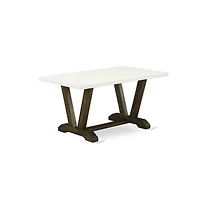 East West Furniture 5-Pc Dining room Set Included 4 Kitchen Dining chairs Upholstered Seat and High Button Tufted Chair Back and Rectangular Mid Centu
