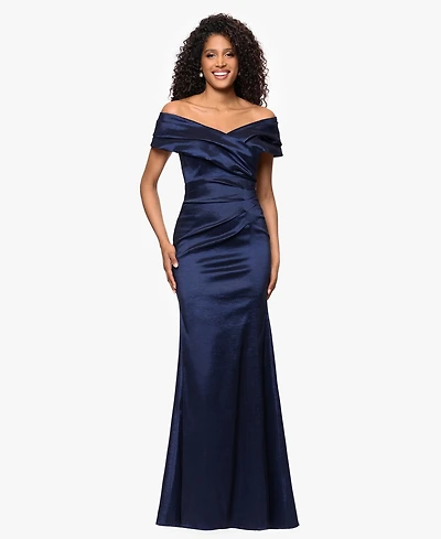 Betsy & Adam Women's Taffeta Off-The-Shoulder Dress
