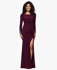 Betsy & Adam Women's Long Sleeve Beaded Cuff Dress