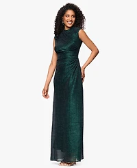 Betsy & Adam Women's Crinkle Ruched Slit Gown