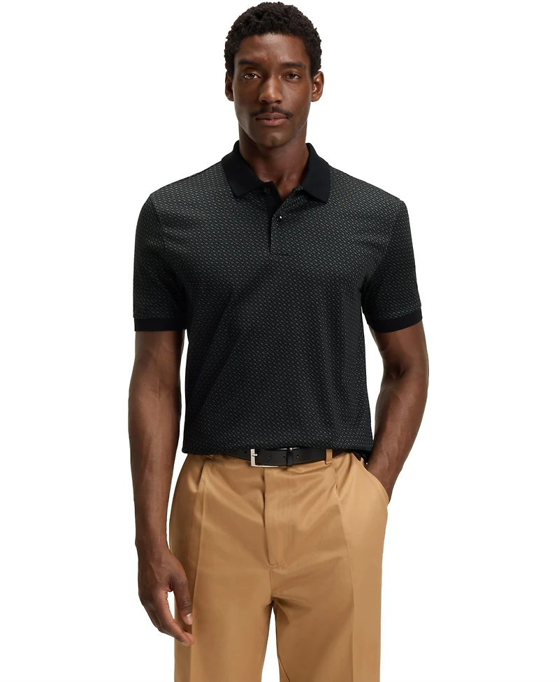 Boss by Hugo Men's Mercerized-Cotton Monogram Polo Shirt