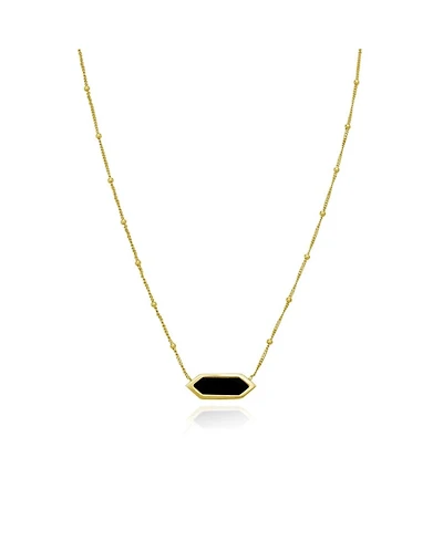 The Lovery Onyx Hexagon Bead Necklace 14K Gold