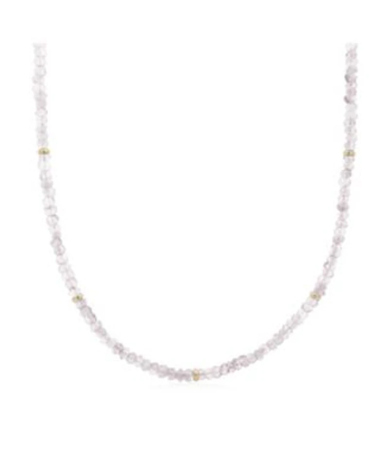 The Lovery Rose Quartz Bead Necklace 14K Gold