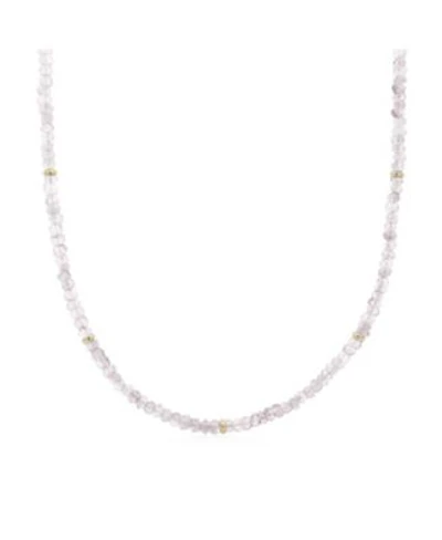 The Lovery Rose Quartz Bead Necklace 14K Gold