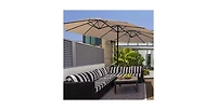 15 Feet Double-Sided Twin Patio Umbrella with Crank and Base
