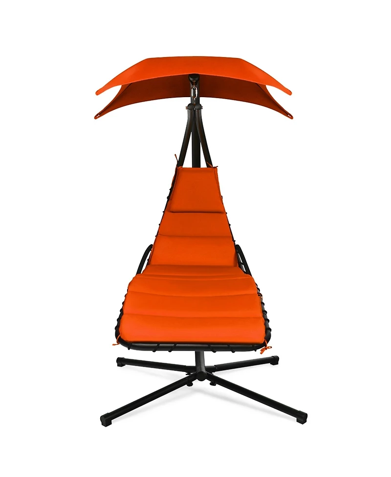 Gymax Patio Hammock Swing Chair Hanging Chaise w/ Cushion Pillow Canopy