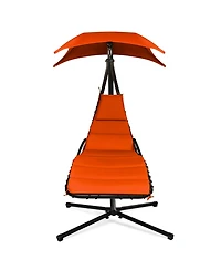 Gymax Patio Hammock Swing Chair Hanging Chaise w/ Cushion Pillow Canopy