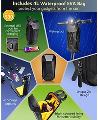Urbanmax Scooter Storage Bag with Usb Port, Waterproof Handlebar Bag for Ebike, Escooter