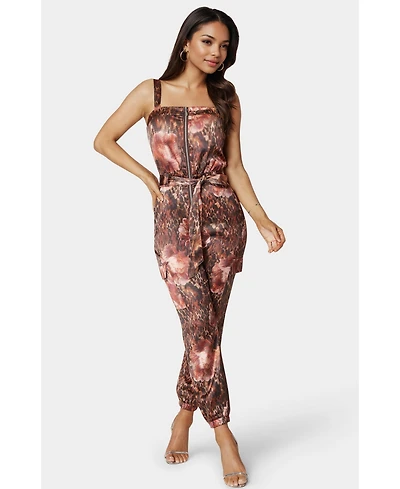 Bebe Women's Zip Front Jogger Jumpsuit