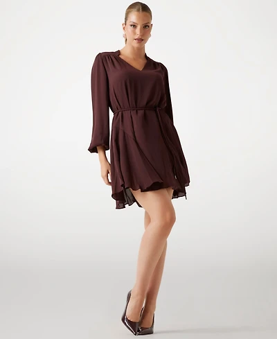 Guess Women's Wanda Long Sleeve Flare Dress