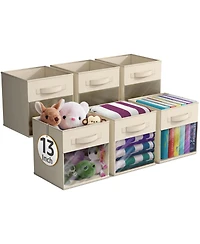 Sorbus Inch 6 Pack Collapsible Fabric Storage Bins with Clear Window - for Organizing Clothes, Toys, Books, Shelves