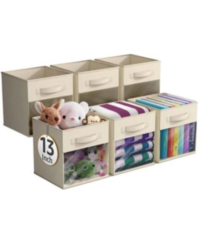 Sorbus 13 Inch 6 Pack Collapsible Fabric Storage Bins With Clear Window For Organizing Clothes Toys Books Shelves Closets More