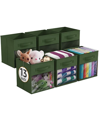 Sorbus Inch 6 Pack Collapsible Fabric Storage Bins with Clear Window - for Organizing Clothes, Toys, Books, Shelves