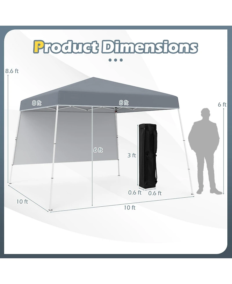 8 X 8 Feet Pop up Canopy Tent with 1 Sidewall and Portable Backpack