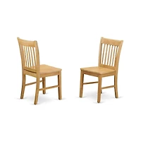East West Furniture 3 Piece Kitchen Dining Table Set - Oak Wood Dining Room Table and 2 Oak Modern Kitchen Chairs with Slatted Back - Oak Finish