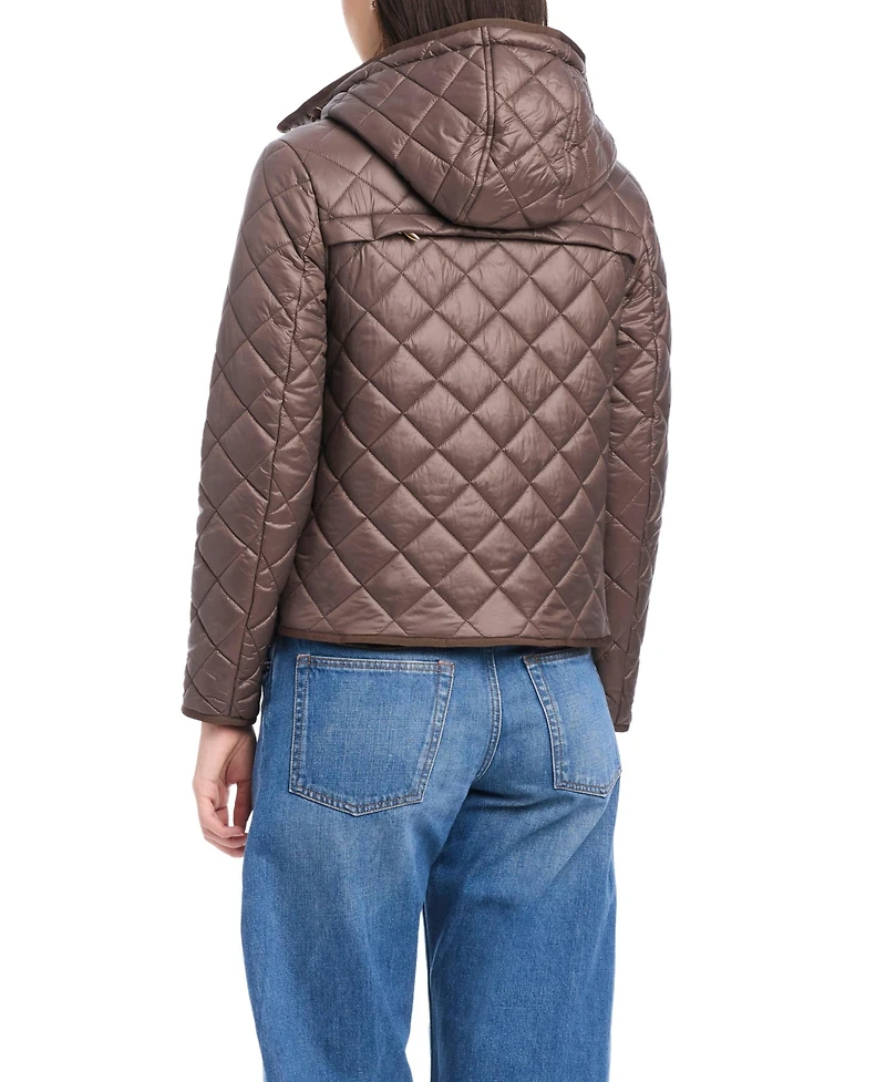kate spade new york Women's Hooded Packable Diamond Quilted Jacket