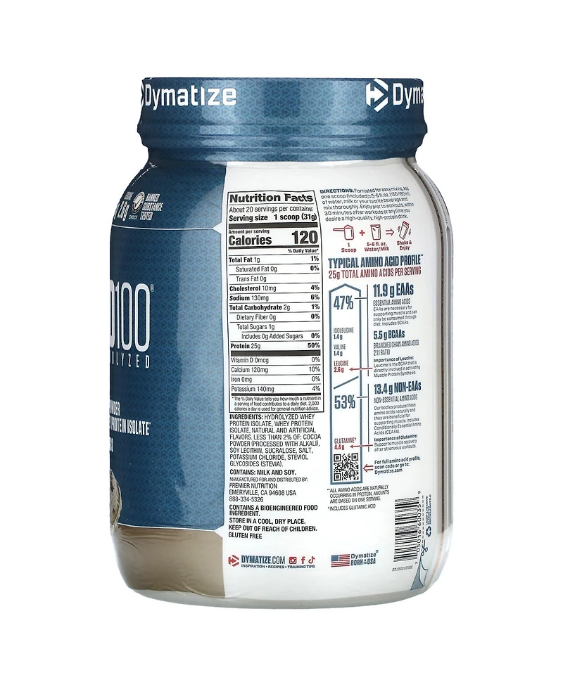 Dymatize ISO100 Hydrolyzed Protein Powder, 100% Whey Isolate Protein, 25g of Protein, 5.5g