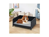 Rattan Dog Bed with Waterproof Soft Cushion for Medium and Small Dogs and Cats