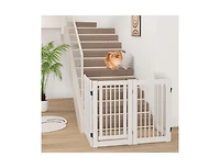 30 Inch Tall 4-Panel Freestanding Wooden Pet Gate Dog Fence