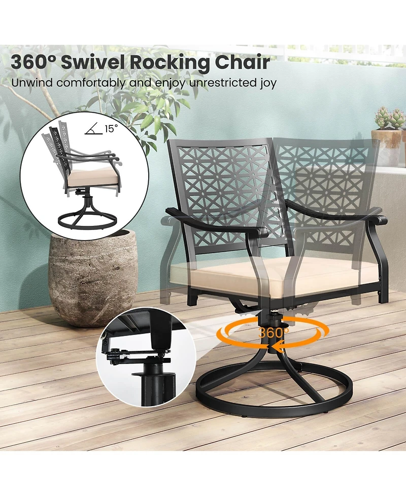 Costway Outdoor Swivel Chairs Patio Dining with Padded Cushions High Back
