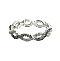 Suzy Levian Sterling Silver Sapphire & Created White Infinity Twisted Eternity Band Ring