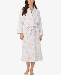 Eileen West Women's Long Sleeve Diamond Quilt Ballet Wrap Robe