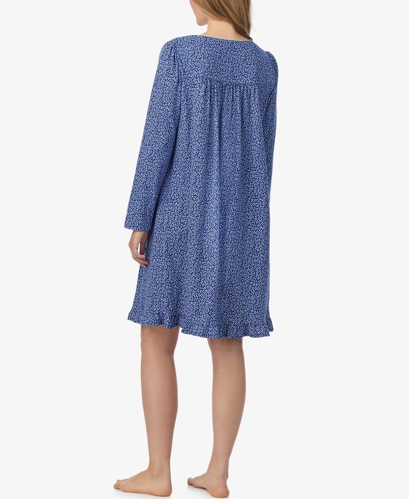 Eileen West Women's Long Sleeve Short Nightgown