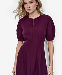 Dkny Women's Short Sleeve Crew Neck Fit & Flare Dress