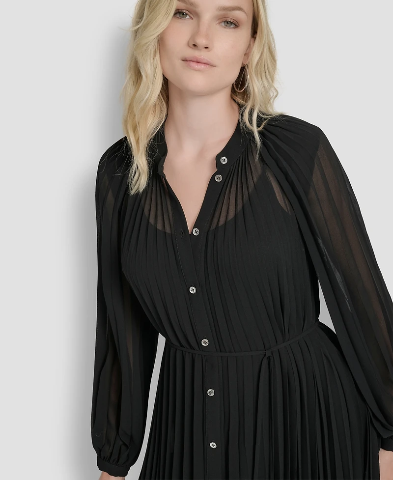 Dkny Women's Long Sleeve Collared Shift Dress