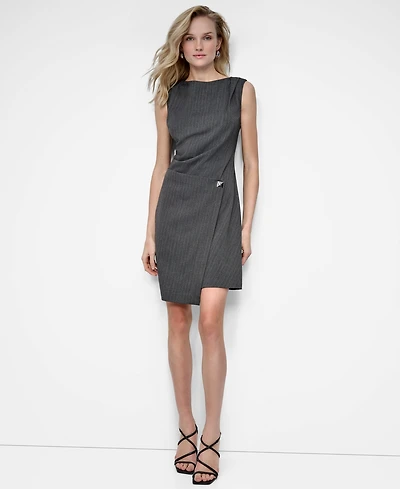 Dkny Women's Sleeveless Boat Neck A Line Dress