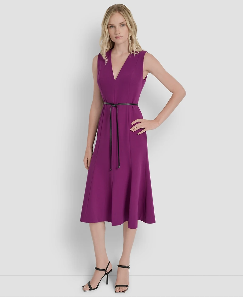 Dkny Women's Sleeveless V-Neck Fit & Flare Dress