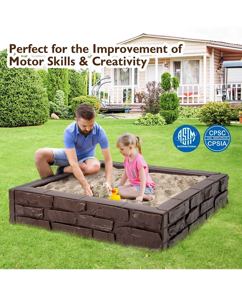 2-in-1 Hdpe Kids Sandbox with Cover and Bottom Liner
