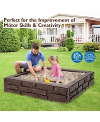 2-in-1 Hdpe Kids Sandbox with Cover and Bottom Liner