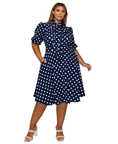 L I V D Women's Plus Breken Pocket Flare Dress