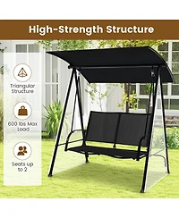 Gymax 2-Person Patio Swing Seat Bench Canopy Loveseat Outdoor