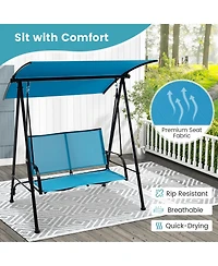 Gymax 2-Person Patio Swing Seat Bench Canopy Loveseat Outdoor
