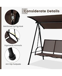 Gymax 2-Person Patio Swing Seat Bench Canopy Loveseat Outdoor