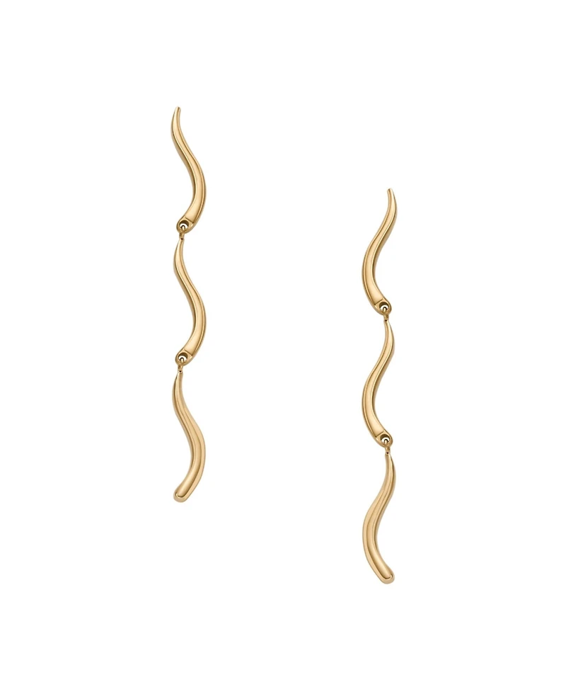 Skagen Women's Essential Waves Gold-Tone Stainless Steel Long Drop Earrings