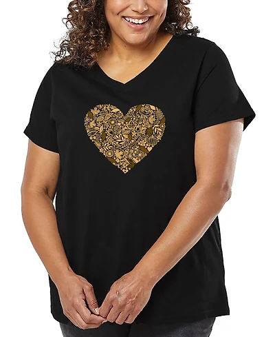 La Pop Art Plus Fall Vibes Word V-Neck T-Shirt
