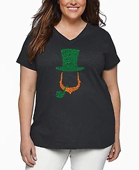 La Pop Art Plus Leprechaun Word V-Neck T-Shirt