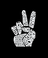 La Pop Art Plus Peace Fingers Word V-Neck T-Shirt