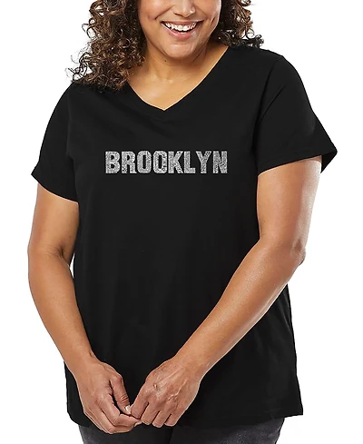 La Pop Art Plus Brooklyn Neighborhoods Word V-Neck T-Shirt