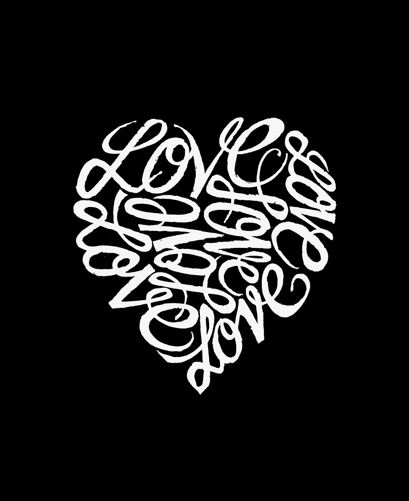 La Pop Art Plus Cursive Heart Word V-Neck T-Shirt